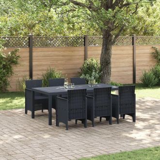 vidaXL Set da Pranzo per Giardino 7 pcs Antracite Rattan Polt - Vidaxl