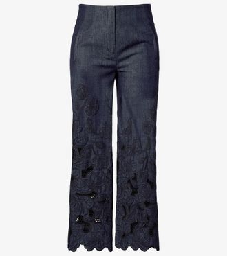 Veronica Beard Pantaloni a gamba larga Osborne in chambray di cotone
