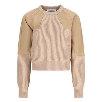 Max Mara Mxstropico Geribbelde Trui - Dames - Truien - Beige - Maat: XS Wol