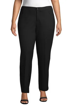 Anne Klein Compression Flare Leg Ponte Pants in Black at Nordstrom, Size 14W