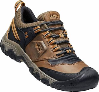 Keen Mens Ridge Flex Waterproof Hiking Sneakers In Bison/golden Brown