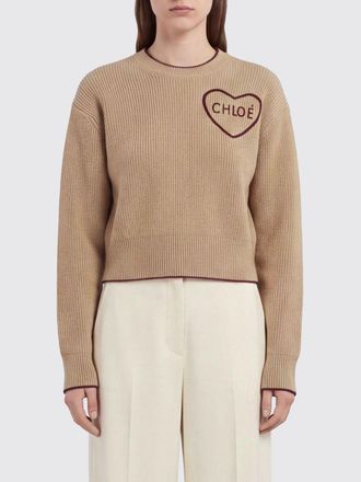 Chlo&eacute; Wool and Cashmere Crewneck Sweater with Embroidered Logo