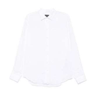 Emporio Armani Formal Shirts, male, White, Size: 3XL White Button-Up Shirt Classic Style