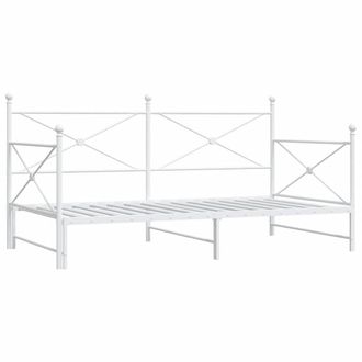 Berkfield Home Daybed with Trundle without Mattress White 100x190 cm Steel