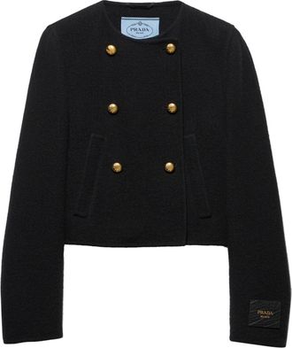 Prada Double-breasted twill jacket - women - Wool - 40 - Black