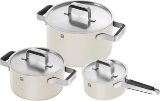 Zwilling Pure 6-Piece Nonstick Stainless Steel Cookware Set in Ivory White at Nordstrom