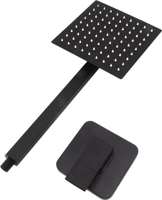OEM Grifo De Ducha, Sistema De Ducha De Lluvia Para Ba&ntilde;o, Cuadrado De 8 Pulgadas, Monomando, Montado En La Pared, Color Negro Mate, Con Placa De Cubierta 