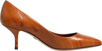 Dolce & Gabbana Brown Leather Kitten Heels Pumps Womens Shoes (Pre-Owned)