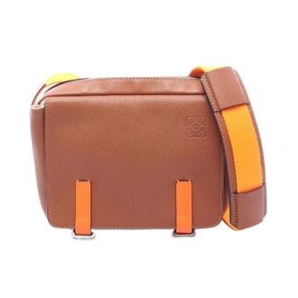 Loewe Pre-owned Cross Body Bags, male, Brown, Size: ONE SIZE Pre-owned Military Messenger Bag XS
