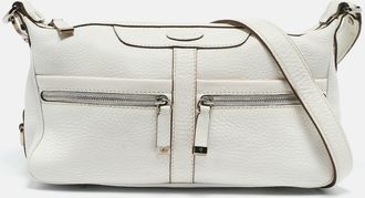 Tod's Tods White Leather Zip Pocket Shoulder Bag