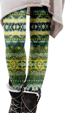 Generic Christmas Leggings for Women Funny Xmas Patterned Thermal Ribbed Leggings Tummy Control Butt Lifting Festive Tights Workout Running Fitness Compressio