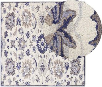 Beliani Beliani - Traditional Wool Rug Oriental Pattern 200 x 200 cm Beige and Blue Kumru