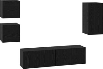 vidaXL Vidaxl - tv Cabinet Set with Shelf Wall-mounted Other with Storage 5 pcs Black oak Engineered wood