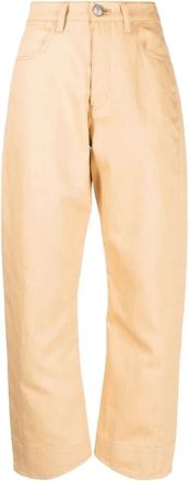 Jil Sander Elegante Beige Katoen Linnen Broek - Dames - Straight fit broeken - Beige - 2XS - Katoen - Broeken
