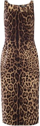Dolce & Gabbana Luipaardprint Mouwloze Jurk - Dames - Casual kleedjes - Bruin - S - Kleedjes