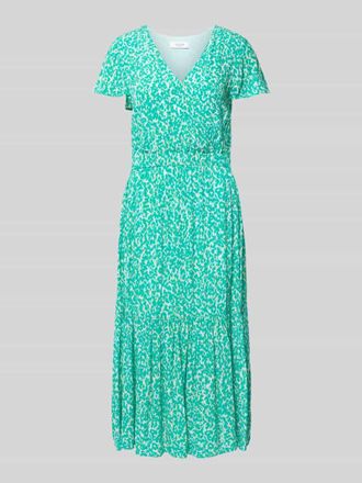 Comma Midikleid in Wickel-Optik in Tuerkis, Größe 34