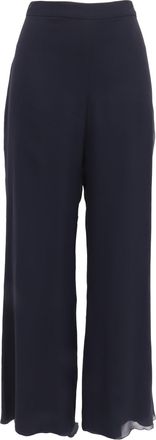 Oscar De La Renta Oscar De La Renta High-Waisted Wide-Leg Trousers in Navy Blue Silk