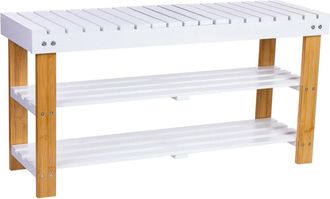 Wanderlust Deco Wanderlust Deco - Banqueta Zapatero De Madera Blanco 90x29x45h Cm