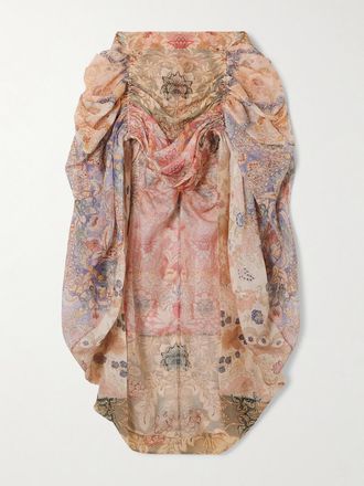 Zimmermann Gonna Midi Asimmetrica In Misto Lino E Seta Stampato Con Drappeggio Rebellion - Multicolore