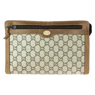 Gucci Pre-owned Clutches, male, Beige, Size: ONE SIZE Pre-owned GG Supreme Canvas Clutch Bag