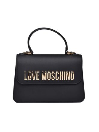 Love Moschino Black Polyurethane Gold-Detail Handbag