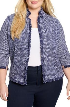 Nic+Zoe Fringe Mixed Knit Jacket in Indigo Mix at Nordstrom Rack, Size 3X