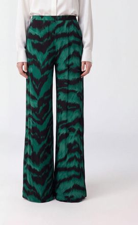 Diane Von F&uuml;rstenberg Pantaloni palazzo a vita alta con stampa animalier