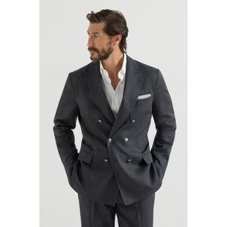 Brunello Cucinelli Chevron deconstructed blazer in Anthracite at Nordstrom, Size 50 It