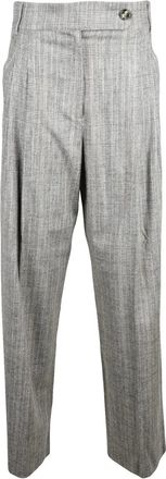 Marella Tailored Grey Trousers with Subtle Checkered Pattern