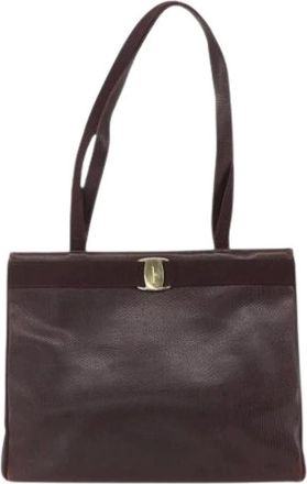 Ferragamo Pre-owned Shoulder Bags, female, Brown, Size: ONE SIZE Pre-owned Leather Shoulder Bag