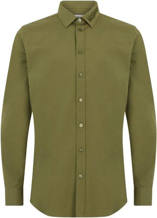 Moschino Shirt met geborduurd logo - Heren - Casual Overhemden - Groen - XL - Katoen - Overhemden
