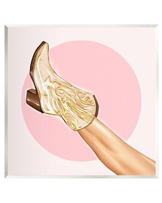 Stupell Industries Cowgirl Boot Pink Country Fashion Wall Plaque Wall Art By Ziwei Li