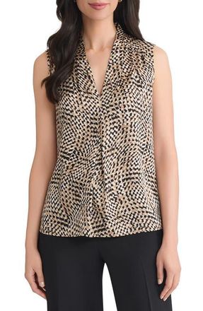 Kasper Pleated Gathered Shell Top in Soft Sand Multi at Nordstrom, Size Small