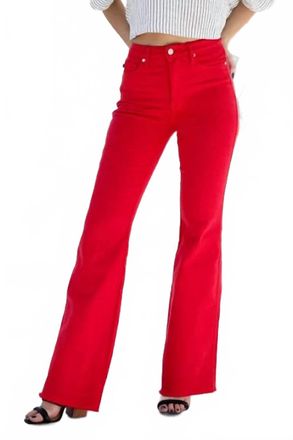 Judy Blue High Waiste Tummy Control Garment Dyed Red Flare
