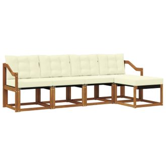 vidaXL Conjunto De Sof&aacute;s De Exterior Con Coj&iacute;n 5 Pcs Natural Y Crema Vidaxl