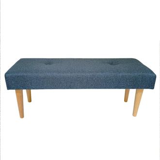 NATYAL Banqueta tapizada pie de cama con patas de madera en azul marino 100cm