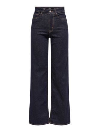 Only High-waist-Jeans ONLY ONLMADISON BLUSH HW WIDE DNM REA024 NOOS, Damen, Gr. XS (34), L&auml;nge 32, dunkelblau denim detail:rinse, Denim/Jeans, Obermaterial