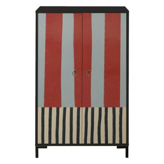 Really Nice Things Aparador MDF 2 puertas decorativas franjas terracota y gris