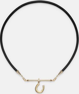 Marie Lichtenberg 18kt gold and leather pendant necklace with diamonds