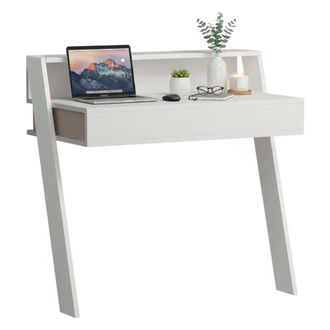 Dmora Escritorio Imperatori, Un Caj&oacute;n, Material De Tablero Aglomerado, Color Tablero Blanco, 94x50x91h Cm Blanco