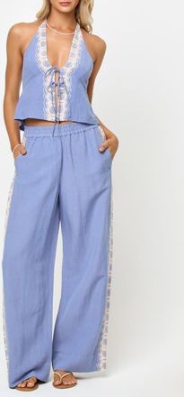 L*Space Sur Wide Leg Linen Blend Cover-Up Pants in Shell Or High Water at Nordstrom, Size X-Small