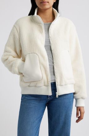 Bernardo Fleece Bomber Jacket in Cream at Nordstrom, Size Xx-Large