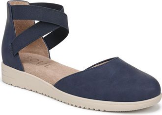 Naturalizer Intro dOrsay Wedge Flat - Wide Width Available in Navy Blue Faux Leather at Nordstrom Rack, Size 7.5