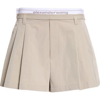 Alexander Wang Pleated High Waist Shorts in Stone at Nordstrom, Size 10