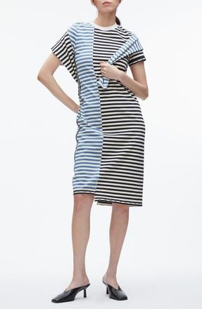3.1 Phillip Lim Mixed Stripe Cotton T-Shirt Dress in Midnight Multi at Nordstrom, Size X-Small