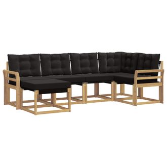 vidaXL Conjunto De Sof&aacute;s De Exterior Con Coj&iacute;n 6 Pcs Blanco Y Negro Vidaxl