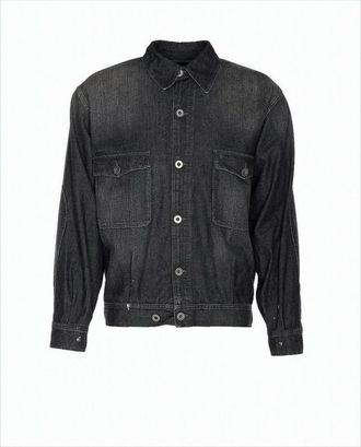 Maison Margiela Washed Black Denim Jacket With Classic Collar And Flap Pockets