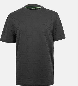 HUGO BOSS Mens Hexaquilt Regular Fit Short Sleeve T-Shirt - Navy - Size: 38