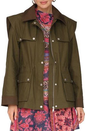 Avec Les Filles Strong Shoulder Cotton Canvas Utility Coat in Caper at Nordstrom, Size X-Small