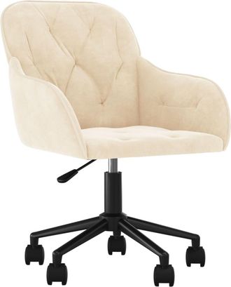 vidaXL Silla De Oficina Giratoria De Terciopelo Color Crema Vidaxl